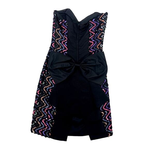 Vintage Gunne Sax Strapless Black Rainbow Sequin Minidress with Bow Size 5/6 - Picture 14 of 16